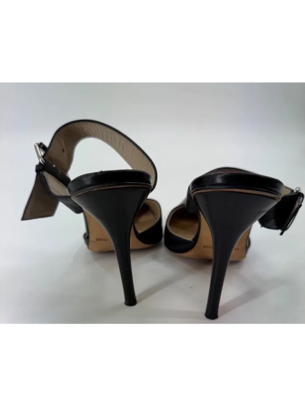 Michael Kors Black Leather Pointed-Toe Slingback Heels Size 9 Made In Italy